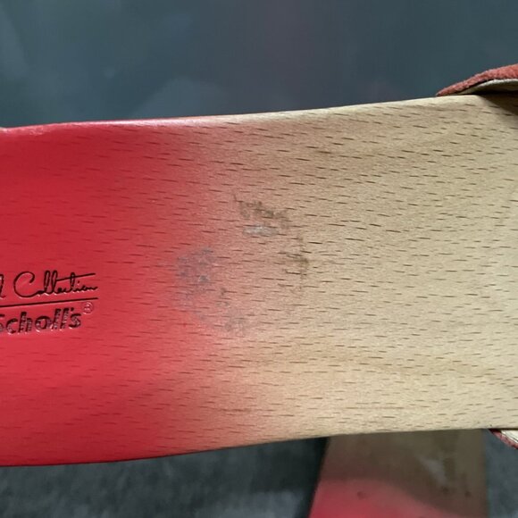 Dr Scholls Classic Original Collection Size 9 Wooden Sandals Red Ombré Leather - Picture 13 of 16